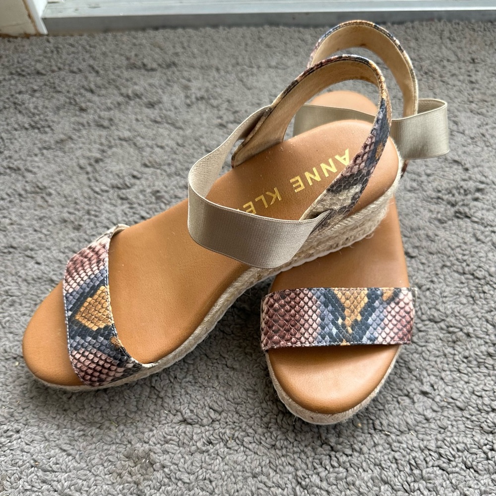 Anne Klein Ancara Wedge Sandal (Faux Snakeskin) - Size 9M